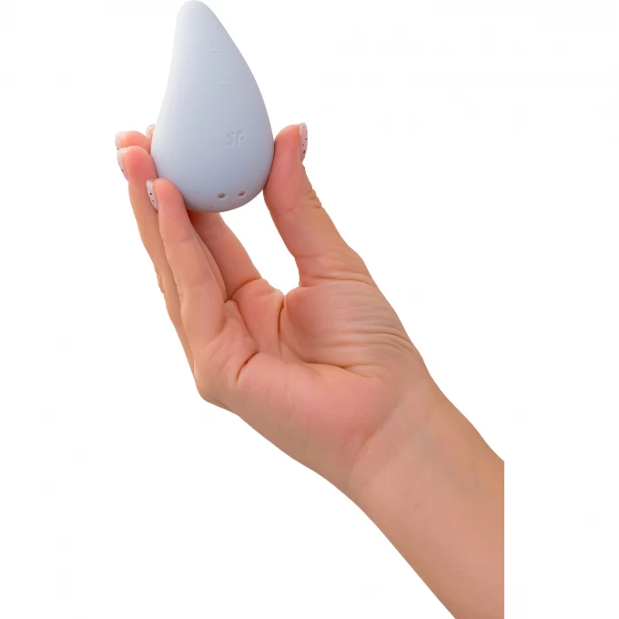 вибромассажер satisfyer dew drop, силикон, голубой, 8,1 см в Сочи