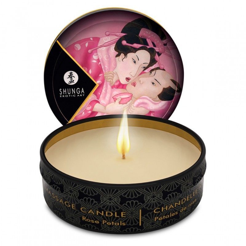 массажная свеча shunga mini massage candle rose petals, 30 мл в Сочи
