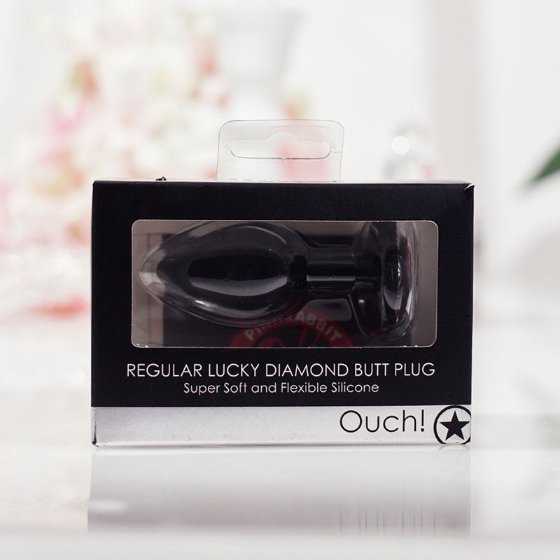 анальная пробка кристаллом regular lucky diamond, чёрная в Сочи