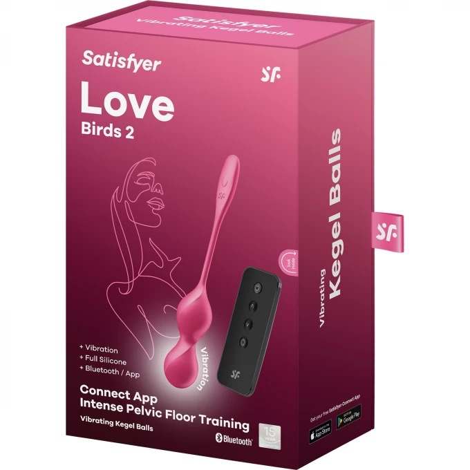 вагинальные шарики с вибрацией satisfyer love birds 2 connect app, с пультом ду, красный, 22,2 см в Сочи