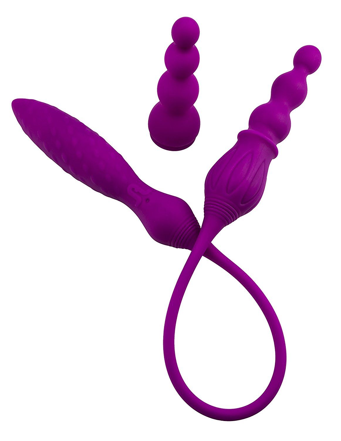 Вибратор Adrien Lastic 2Х со сменными насадками, фиолетовый