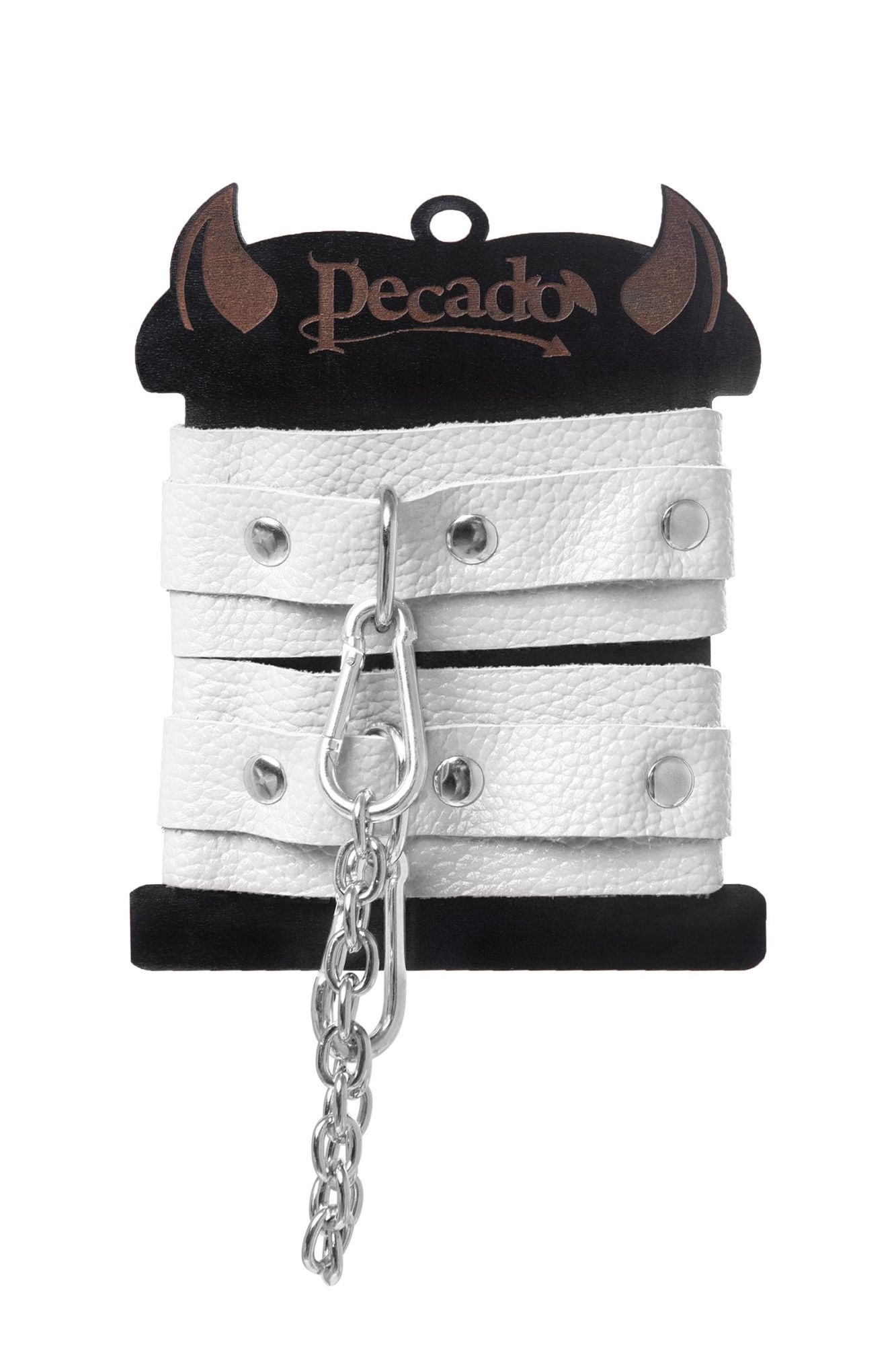 оковы мини pecado bdsm, со скруглёнными углами, натуральная кожа, белые в Сочи