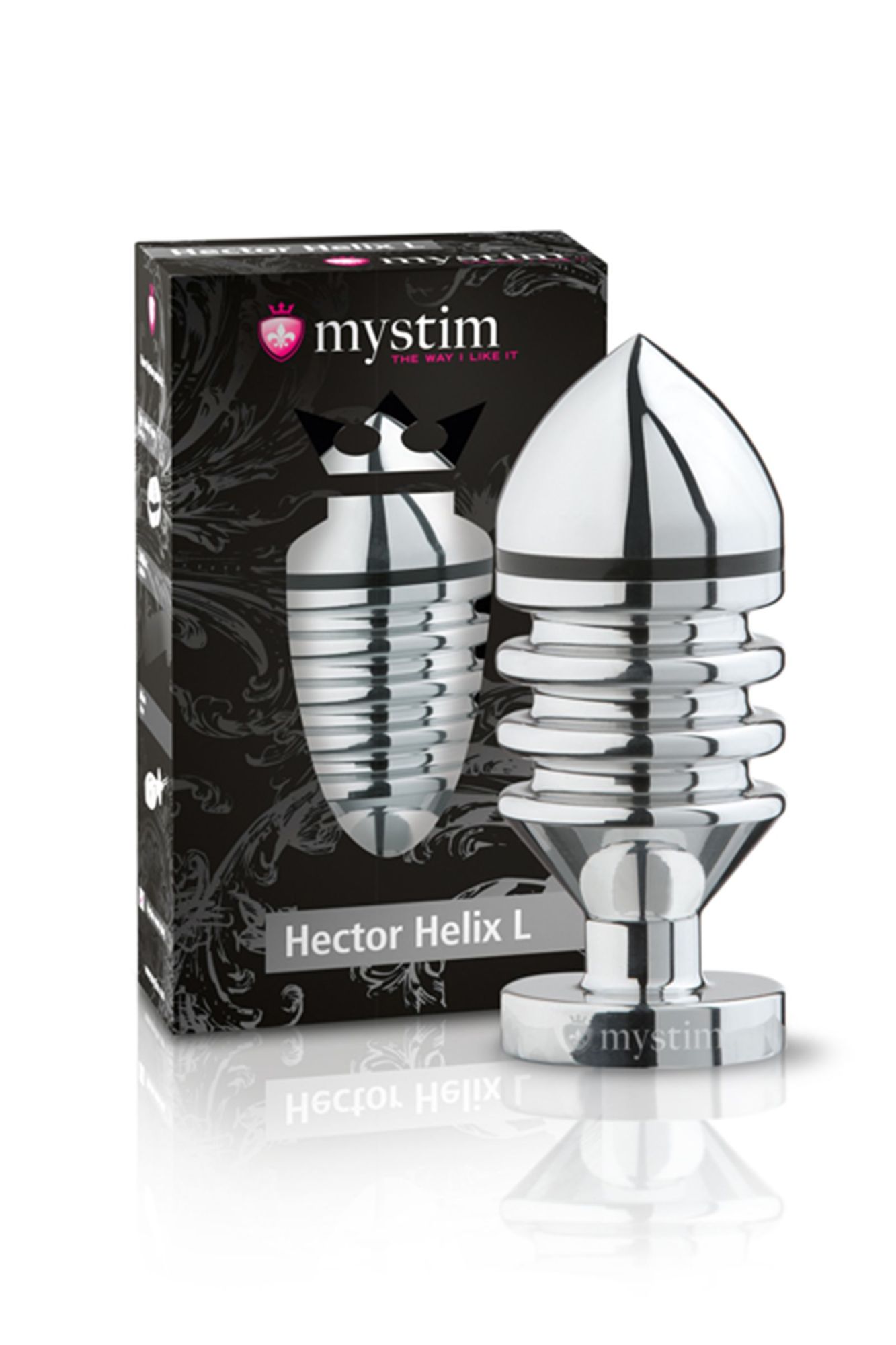 анальная пробка mystim hector helix l, электростимуляция, хирургическая сталь, серебряная, 11,5 см, в Сочи
