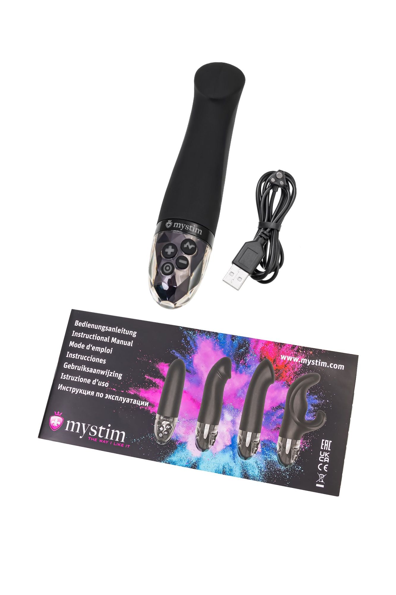 вибратор mystim right on ron с электростимуляцией,силикон, черный, 16,5 см в Сочи