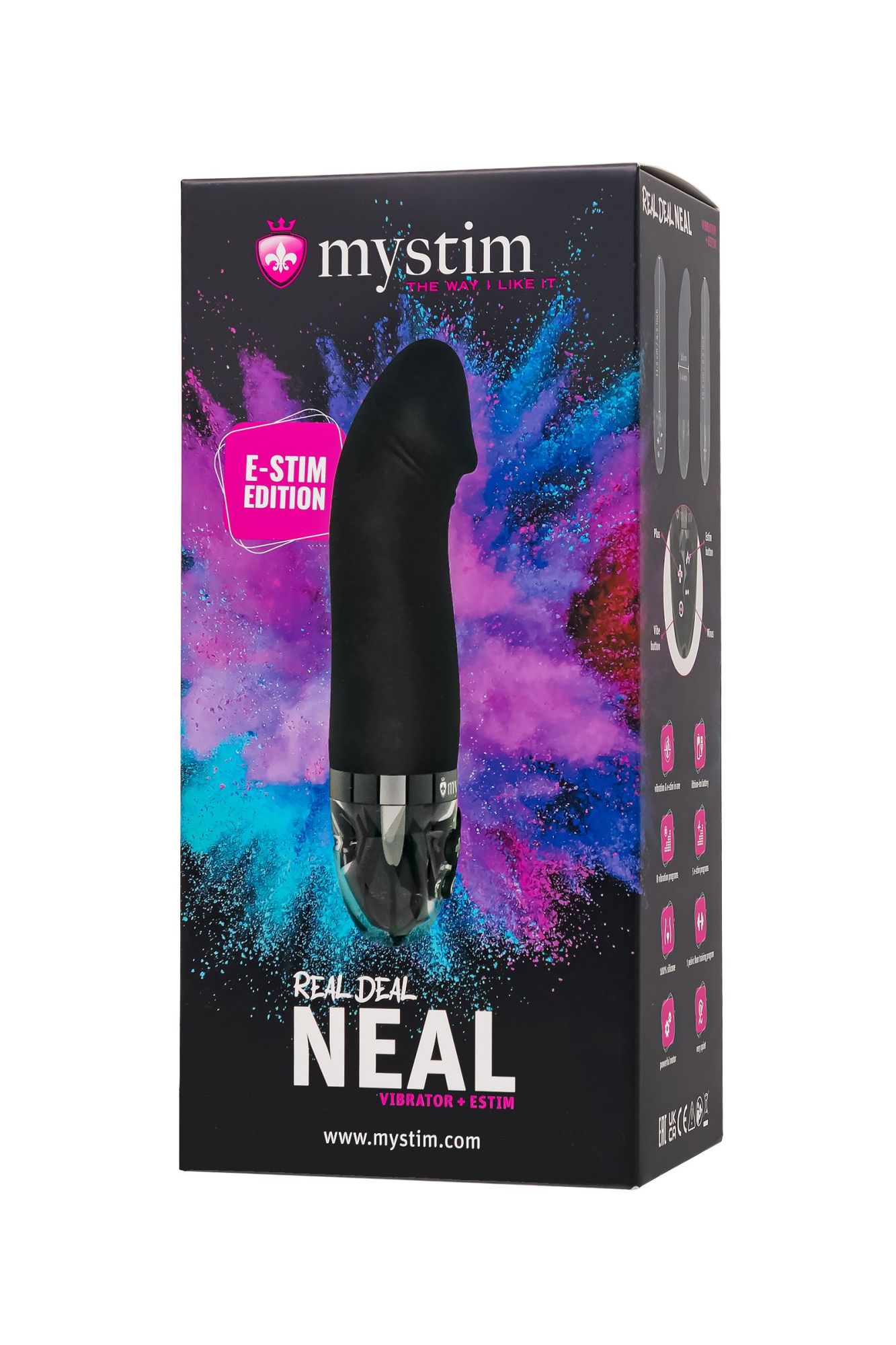 вибратор mystim real deal neal с электростимуляцией, силикон, черный, 16,5 см в Сочи