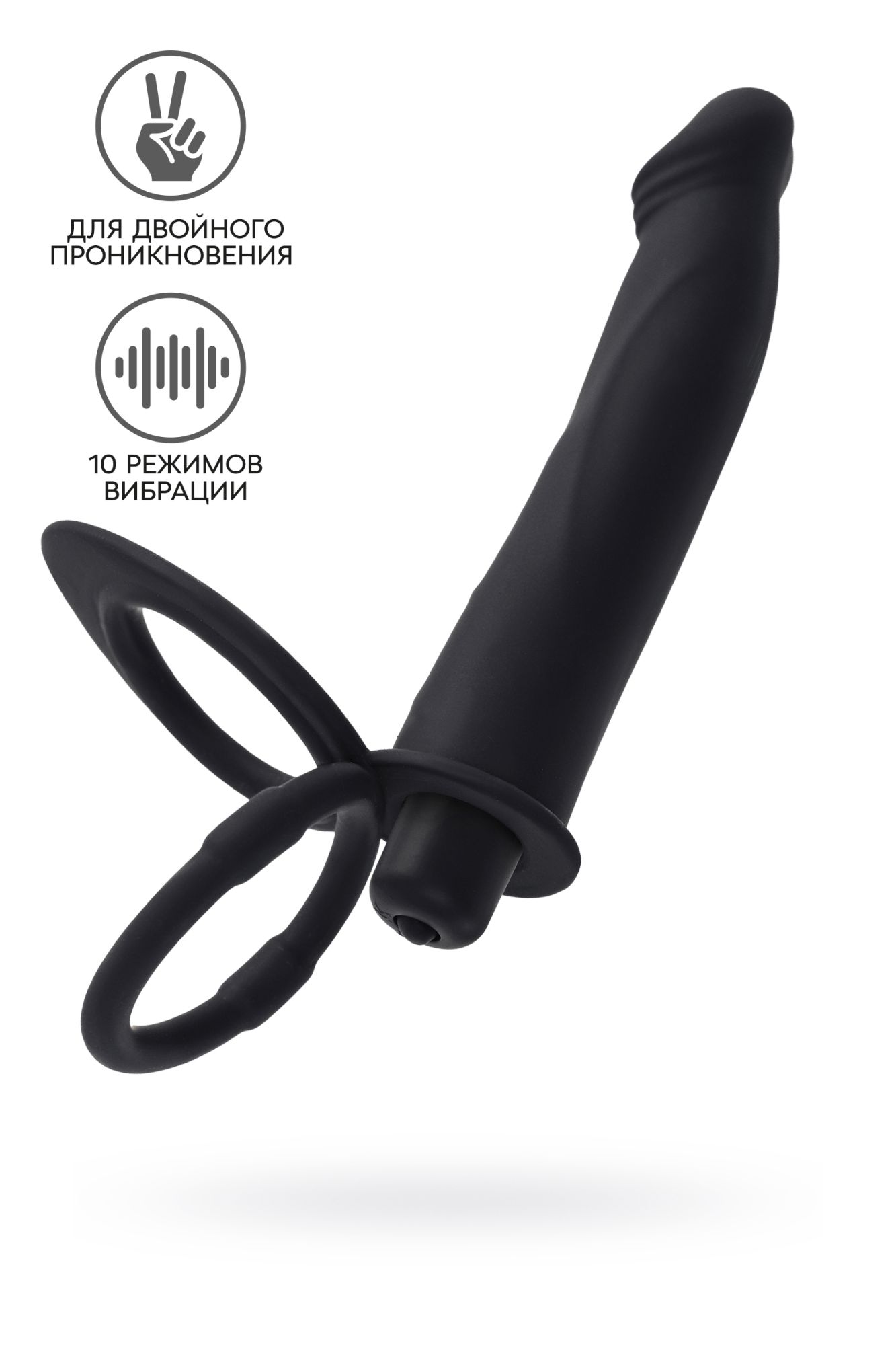 насадка на пенис для двойного проникновения black&red by toyfa, силикон, чёрная, 19 см в Сочи