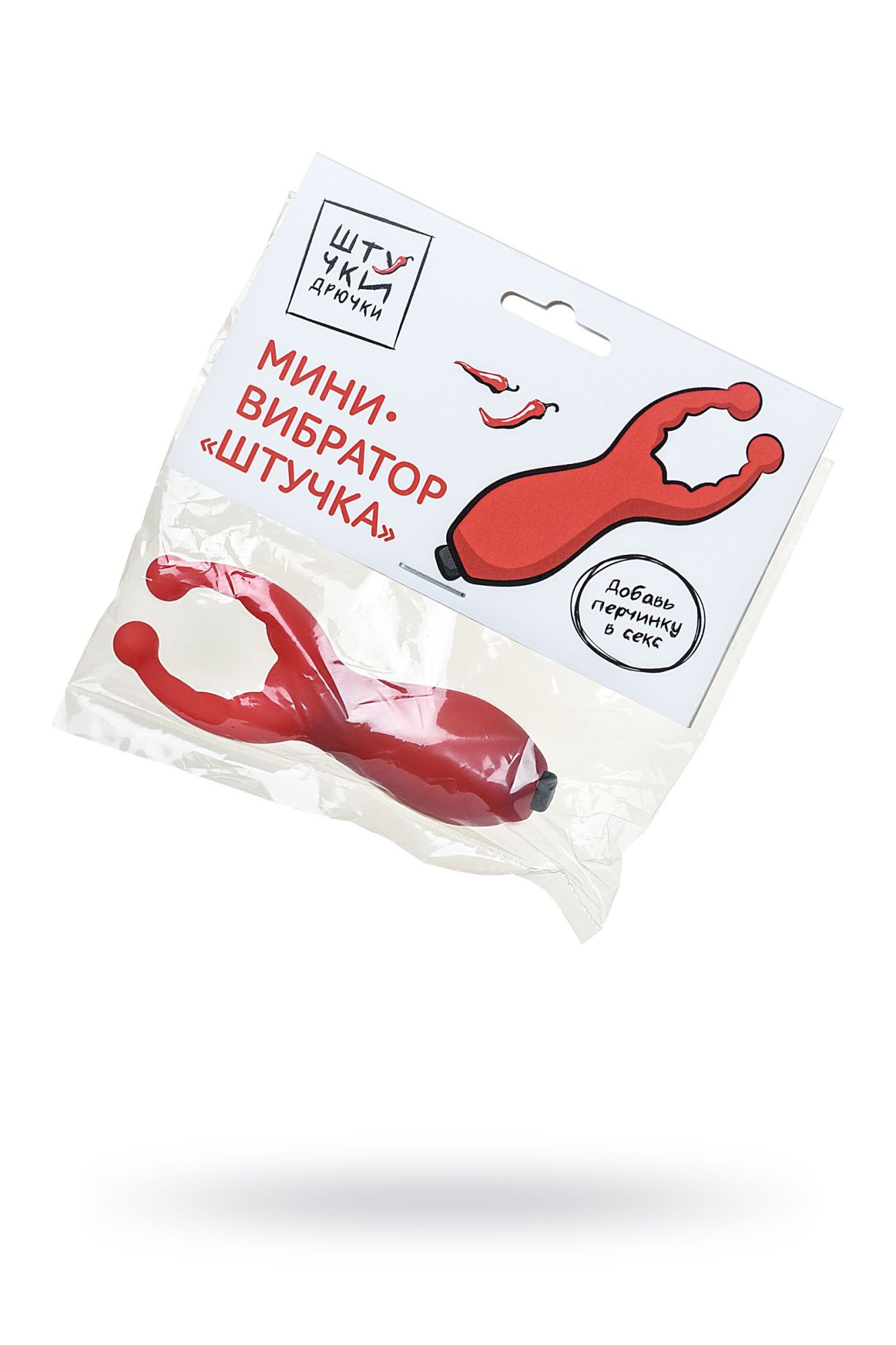 мини-вибратор штучки-дрючки штучка, силикон, красный, 7,5 см в Сочи