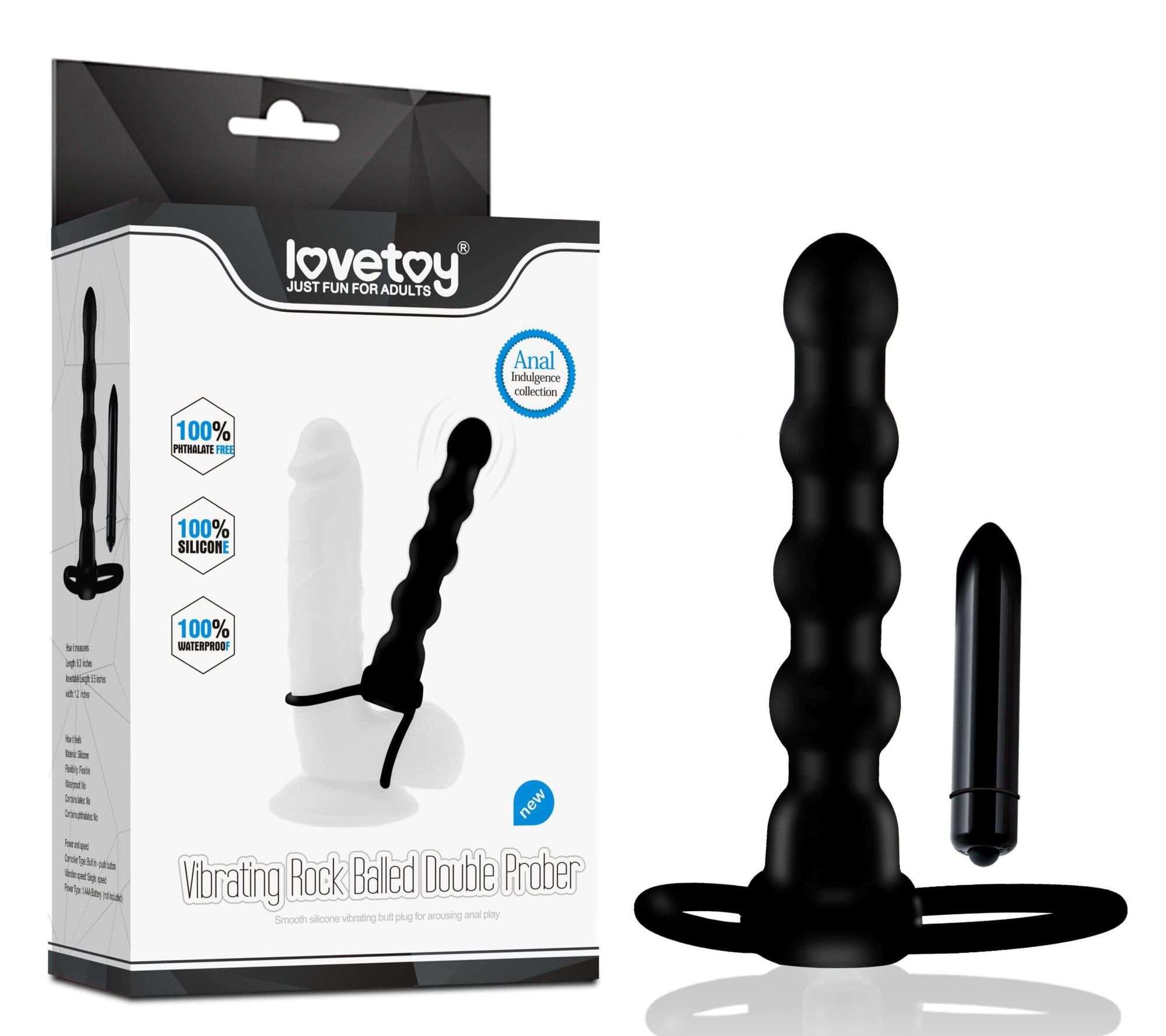 насадка на член lovetoy vibrating rock double cock, чёрная в Сочи
