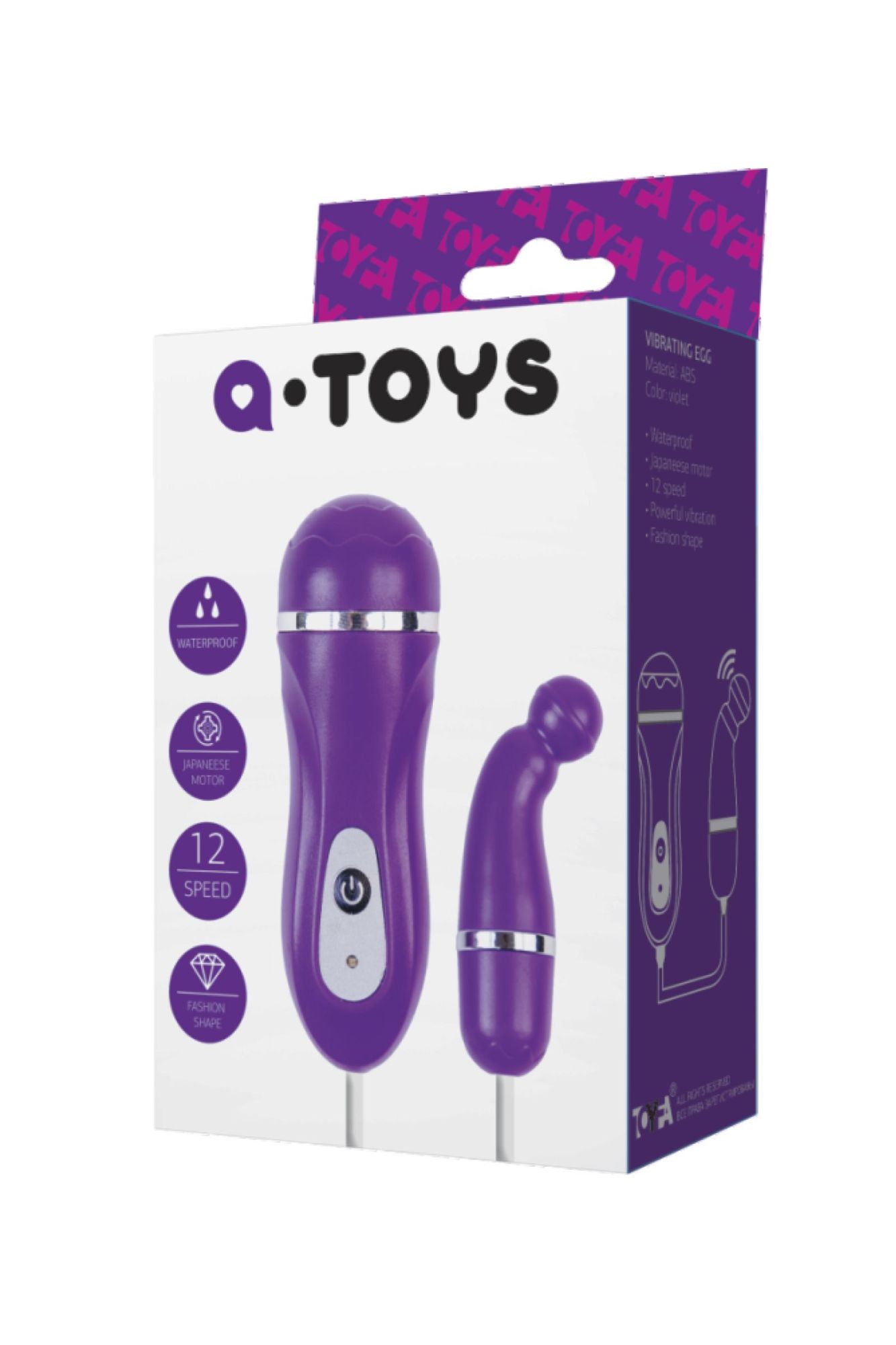 виброяйцо с пультом управления toyfa  a-toys beany, abs пластик, фиолетовый, 5,5 см в Сочи