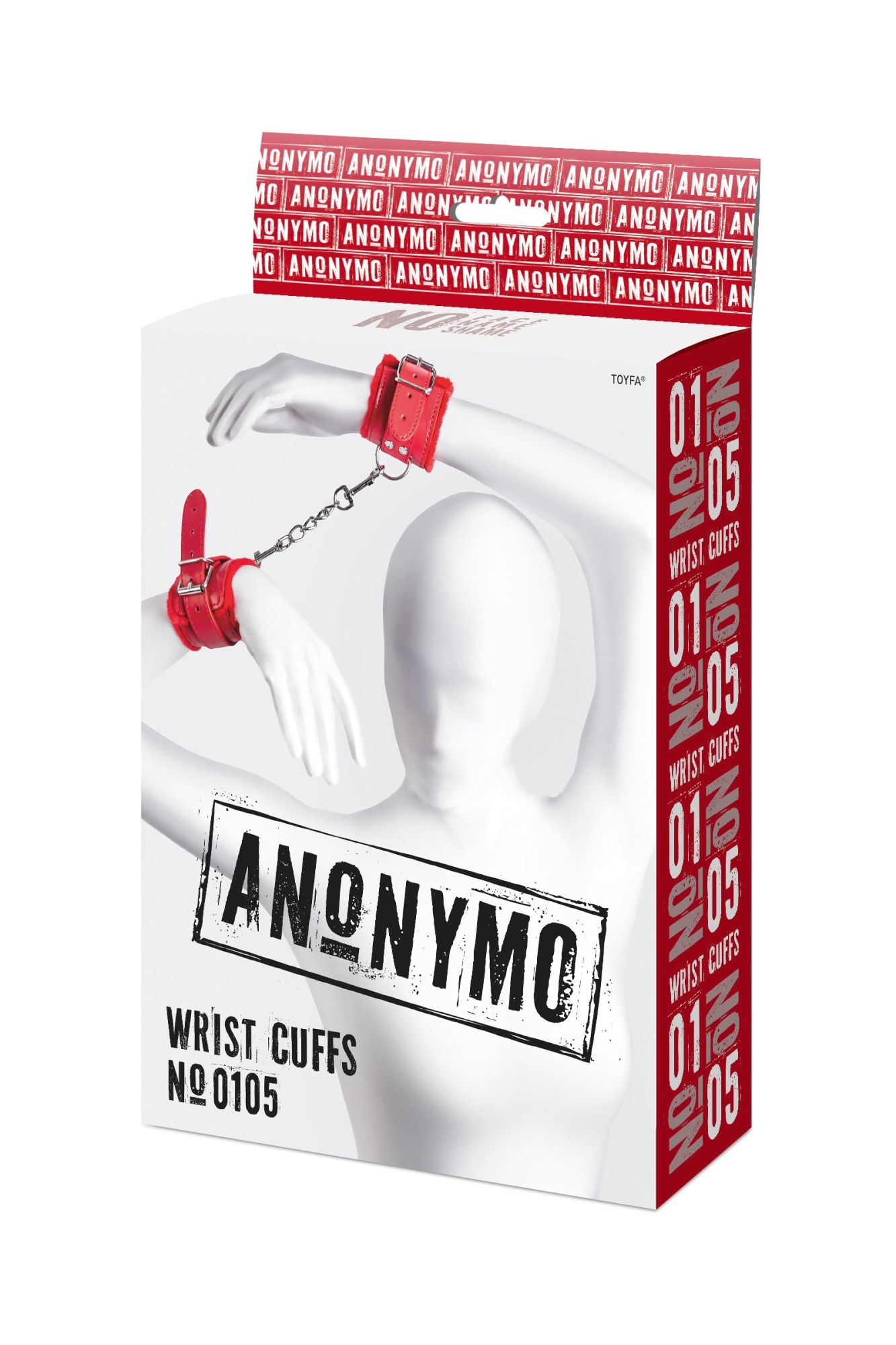 наручники anonymo #0105, pu кожа, красные, 27 см в Сочи