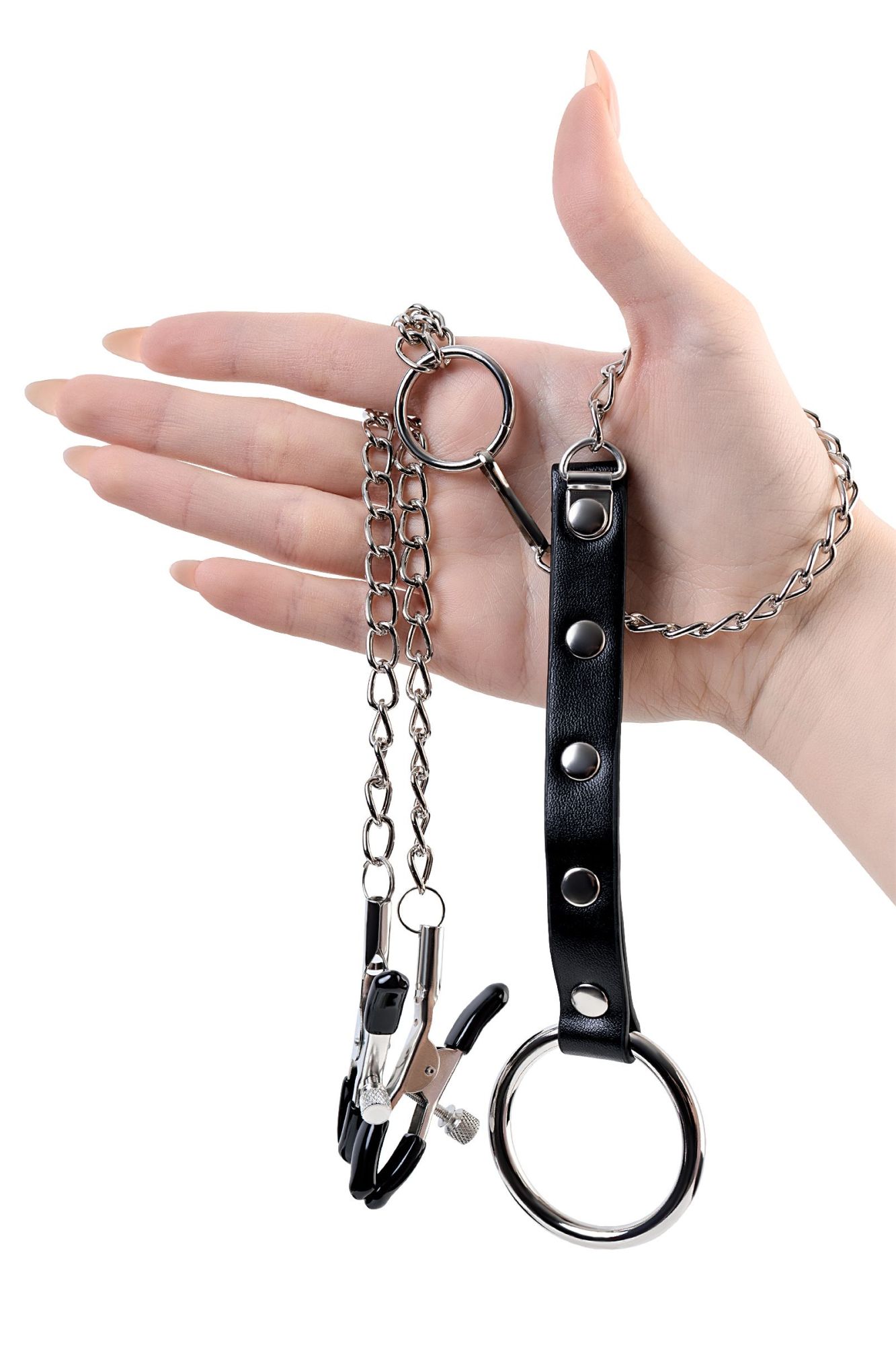 зажимы для сосков toyfa metal с кольцом для пениса, серебряные, 60 см в Сочи