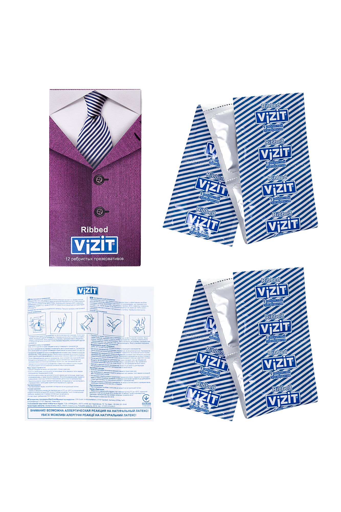 презервативы vizit, ребристые, латекс, 18 см, 5,2 см, 12 шт. в Сочи