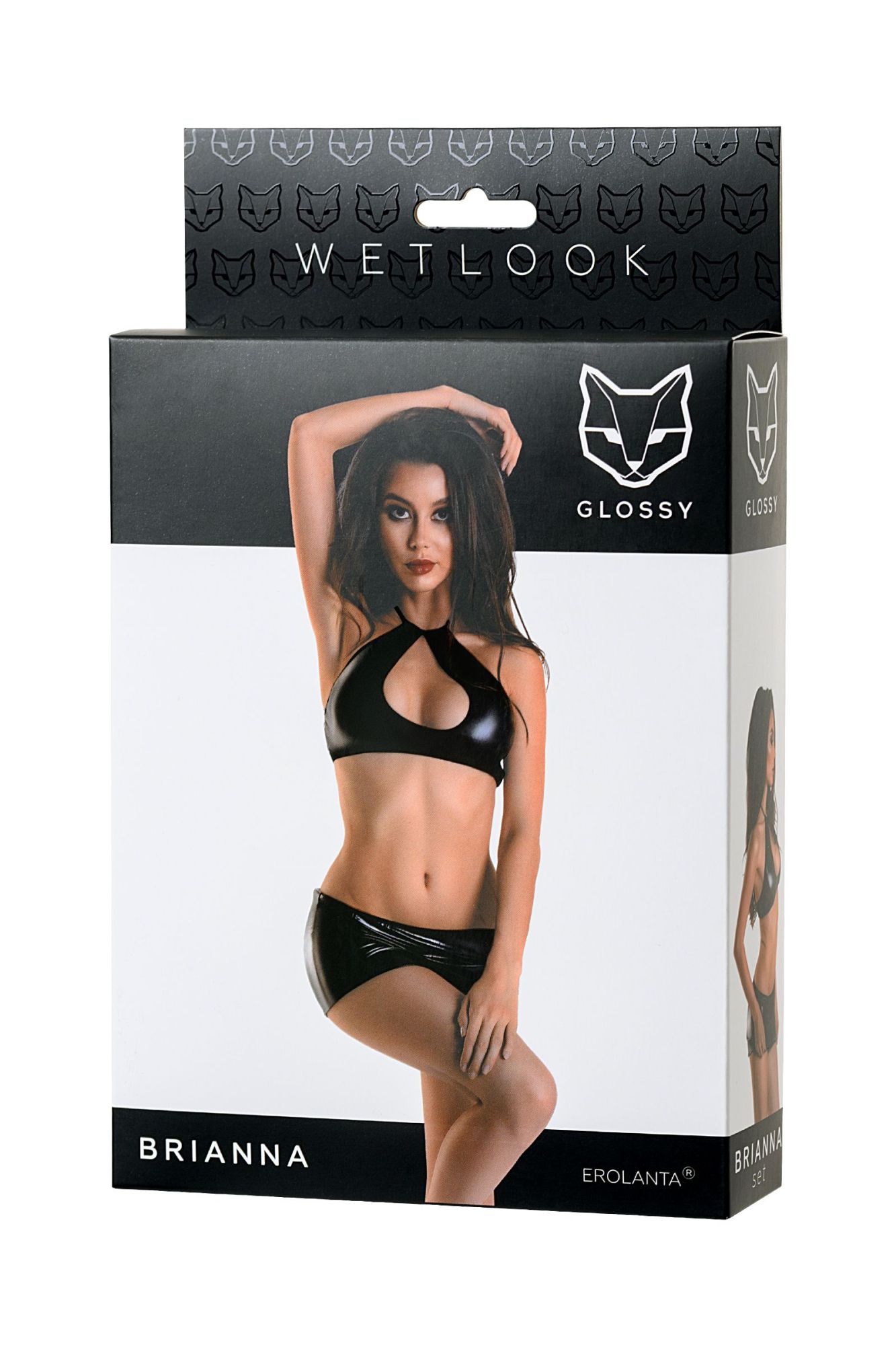 Эротическое комплект glossy brianna из материала wetlook, черный, l в Сочи