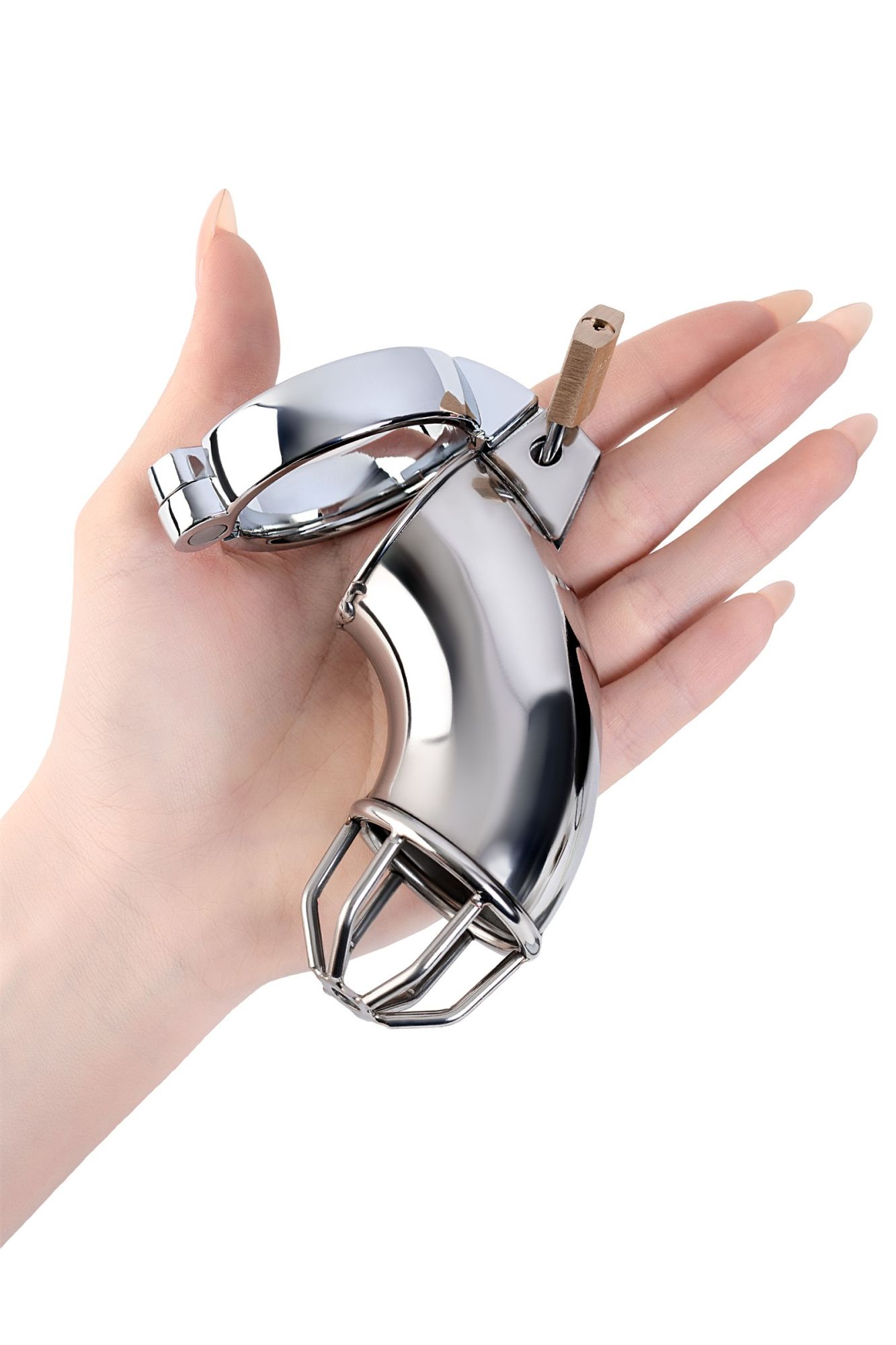 пояс верности мужской toyfa metal с открытой головкой, серебряный, 13 см в Сочи