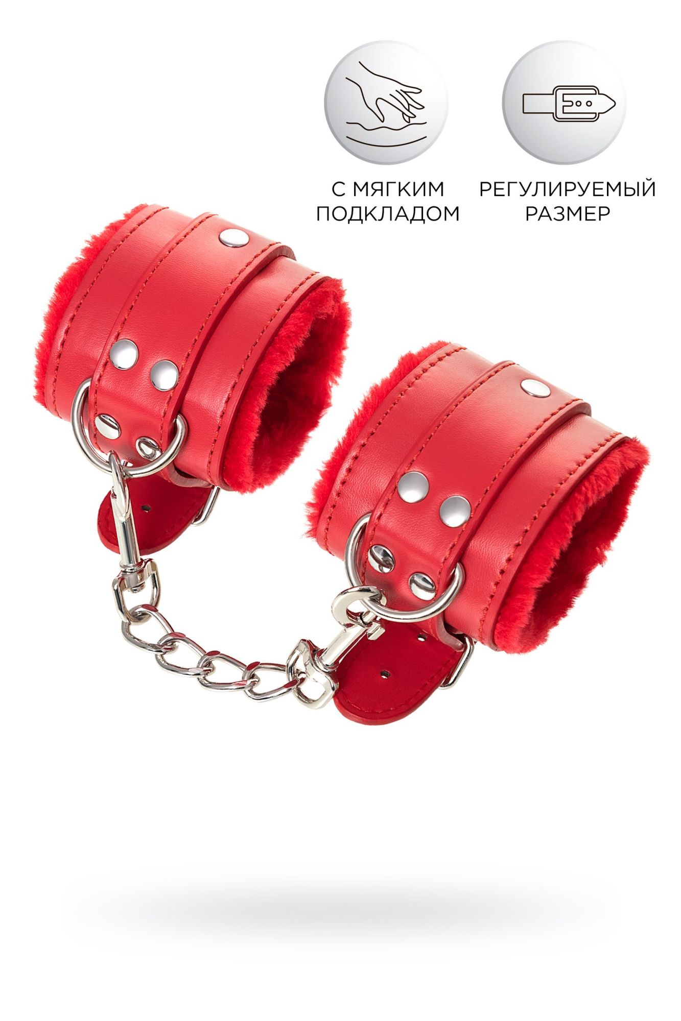 наручники anonymo #0105, pu кожа, красные, 27 см в Сочи