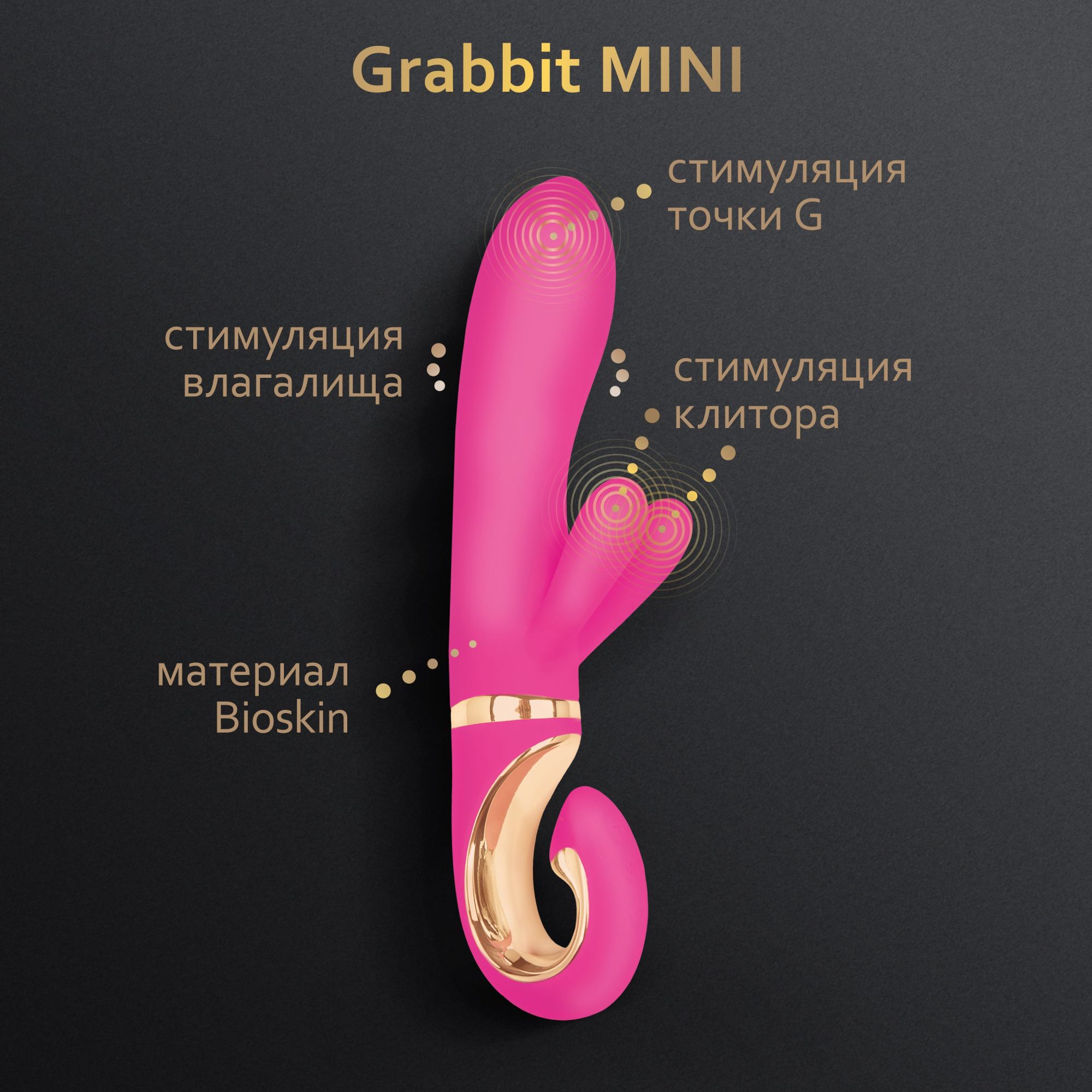 вибромассажер gvibe grabbit mini для клитора и точки g, с тремя моторами, розовый в Сочи