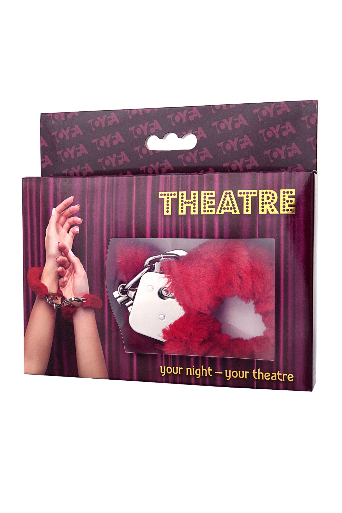 наручники toyfa theatre, меховые,  красные, 28 см. в Сочи