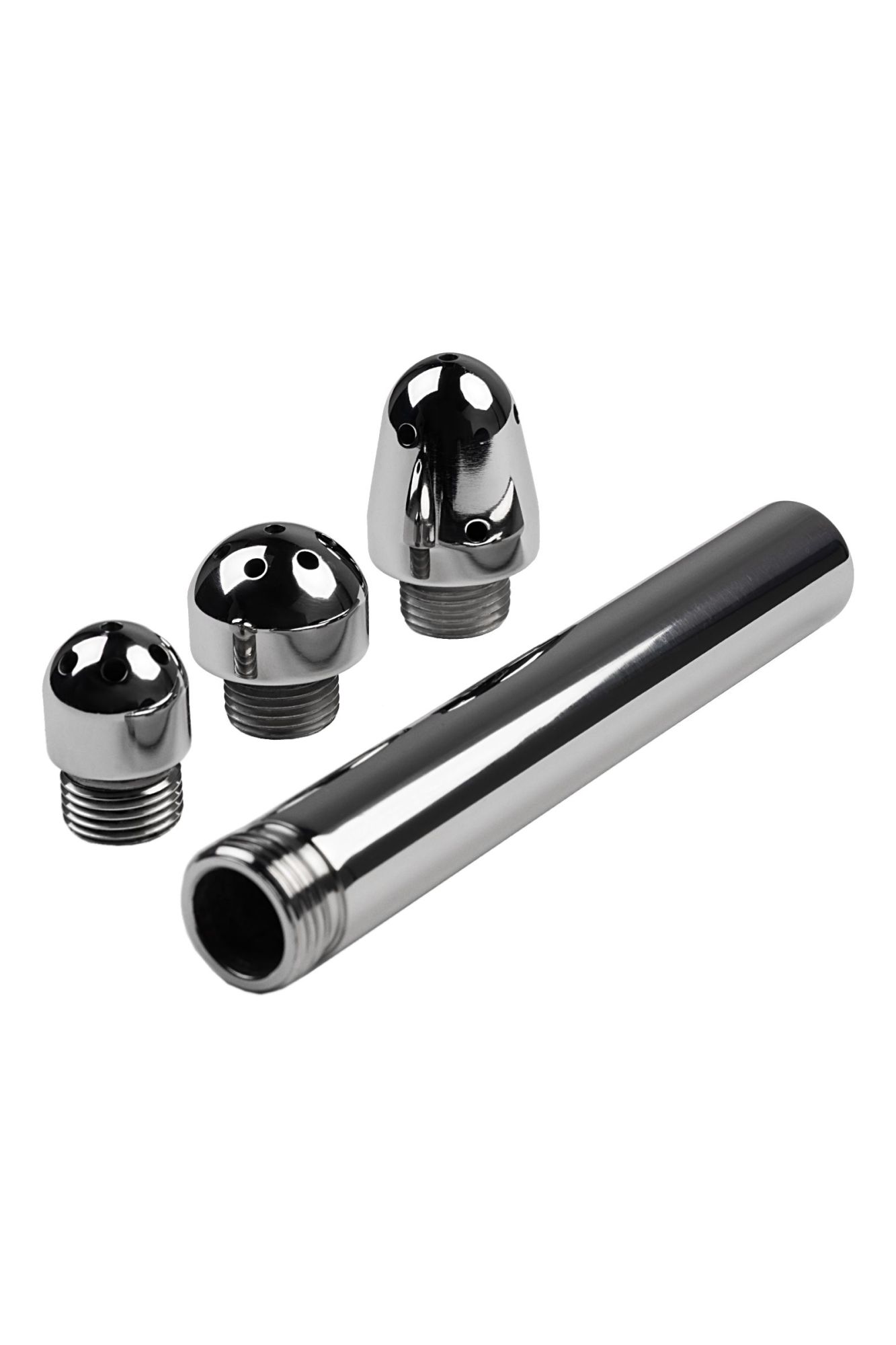 анальный душ с тремя насадками metal by toyfa, металл, серебряный, 13 см в Сочи