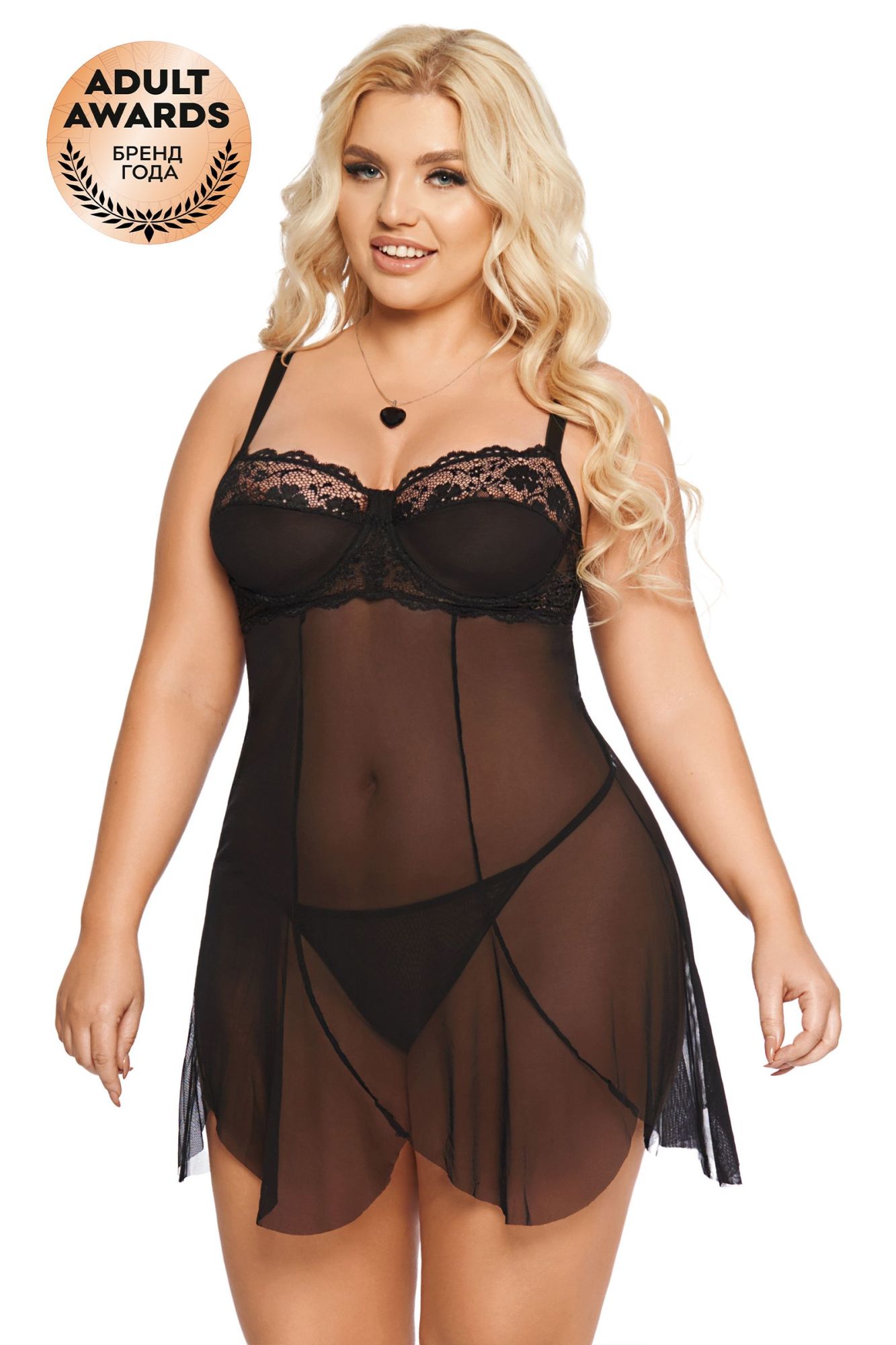 Эротическое ночная сорочка и стринги softline collection carla, черный, xl в Сочи