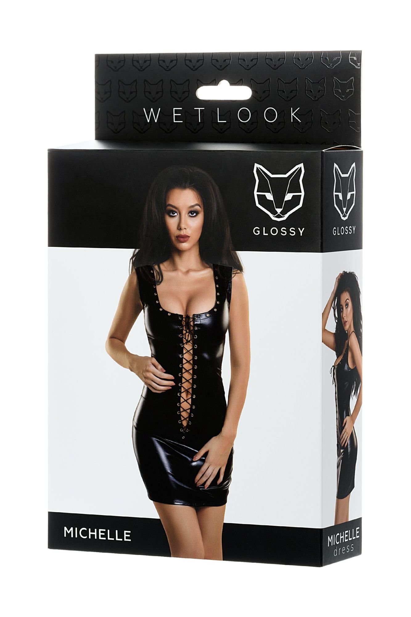 Эротическое платье glossy michelle из материала wetlook с заклепками, черный, l в Сочи