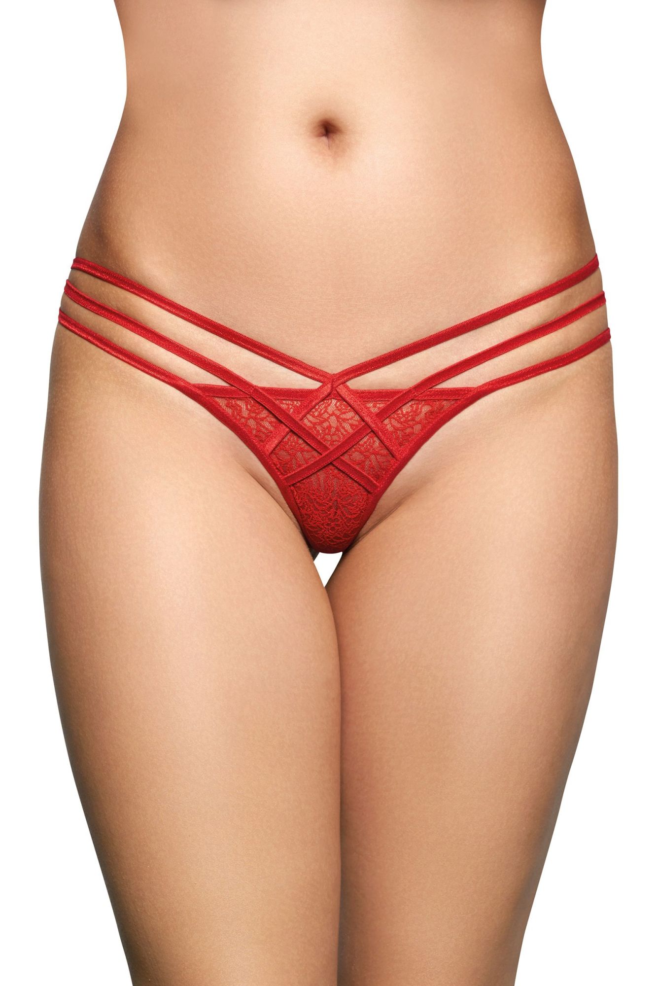 Эротическое стринги с геометрическим узором softline collection, красный, s/m в Сочи