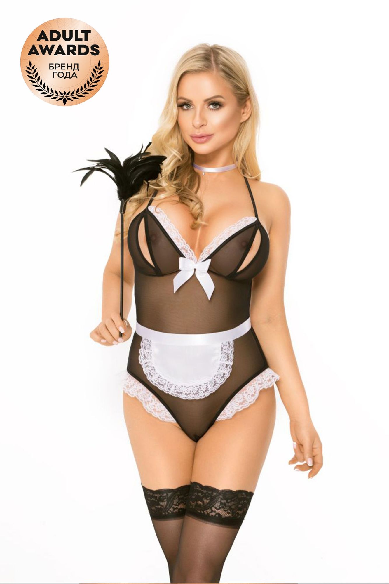 Эротическое костюм горничной softline collection edna (боди, повязка на шею), черный, m/l в Сочи