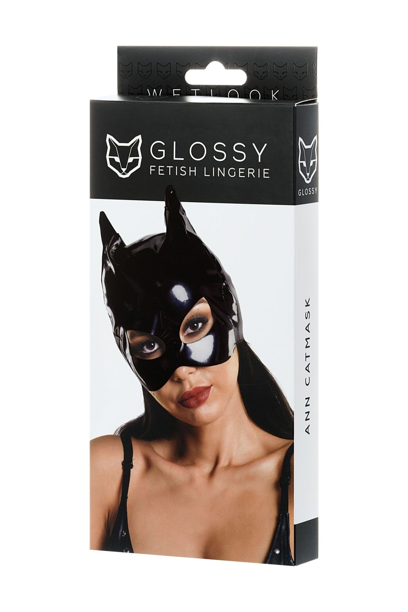 маска кошки glossy ann из материала wetlook, черный, os в Сочи