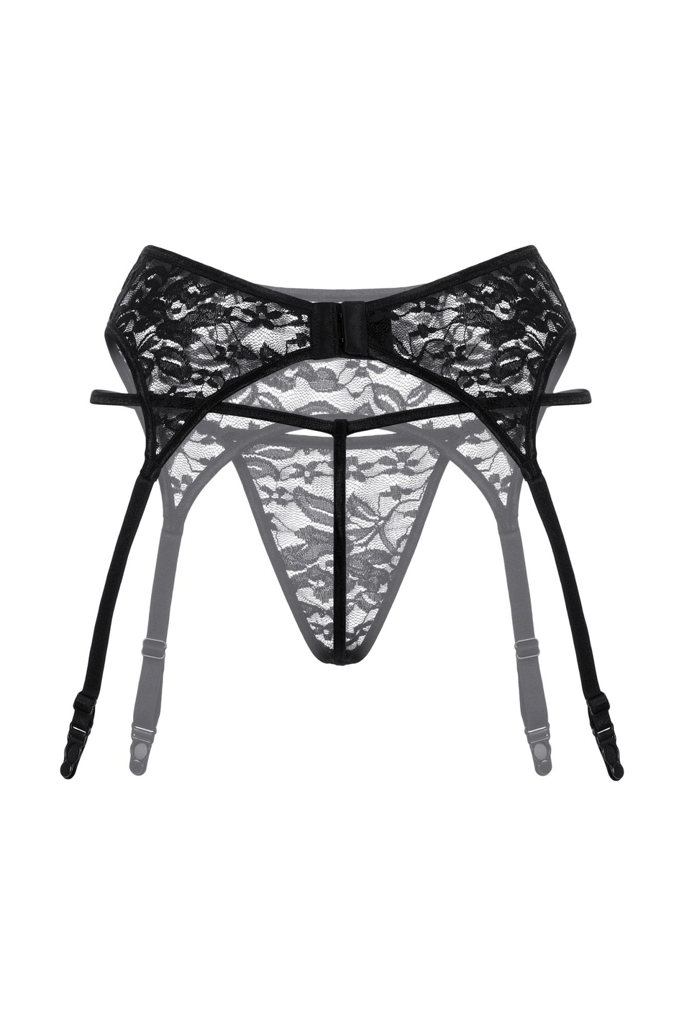 Эротическое пояс для чулок и стринги softline collection из кружева, черный, m/l в Сочи