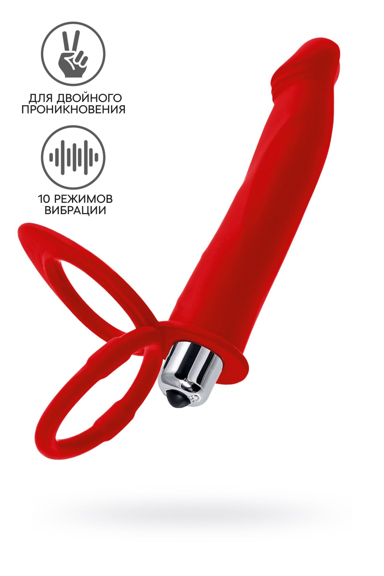 насадка на пенис для двойного проникновения black&red by toyfa, силикон, красная, 19 см в Сочи