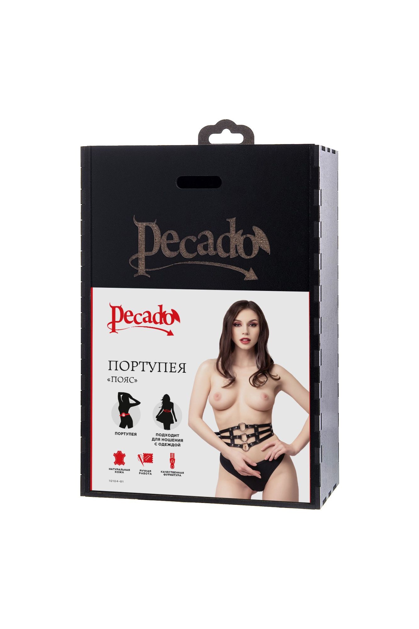 пояс pecado bdsm, с кольцами, натуральная кожа, черный в Сочи