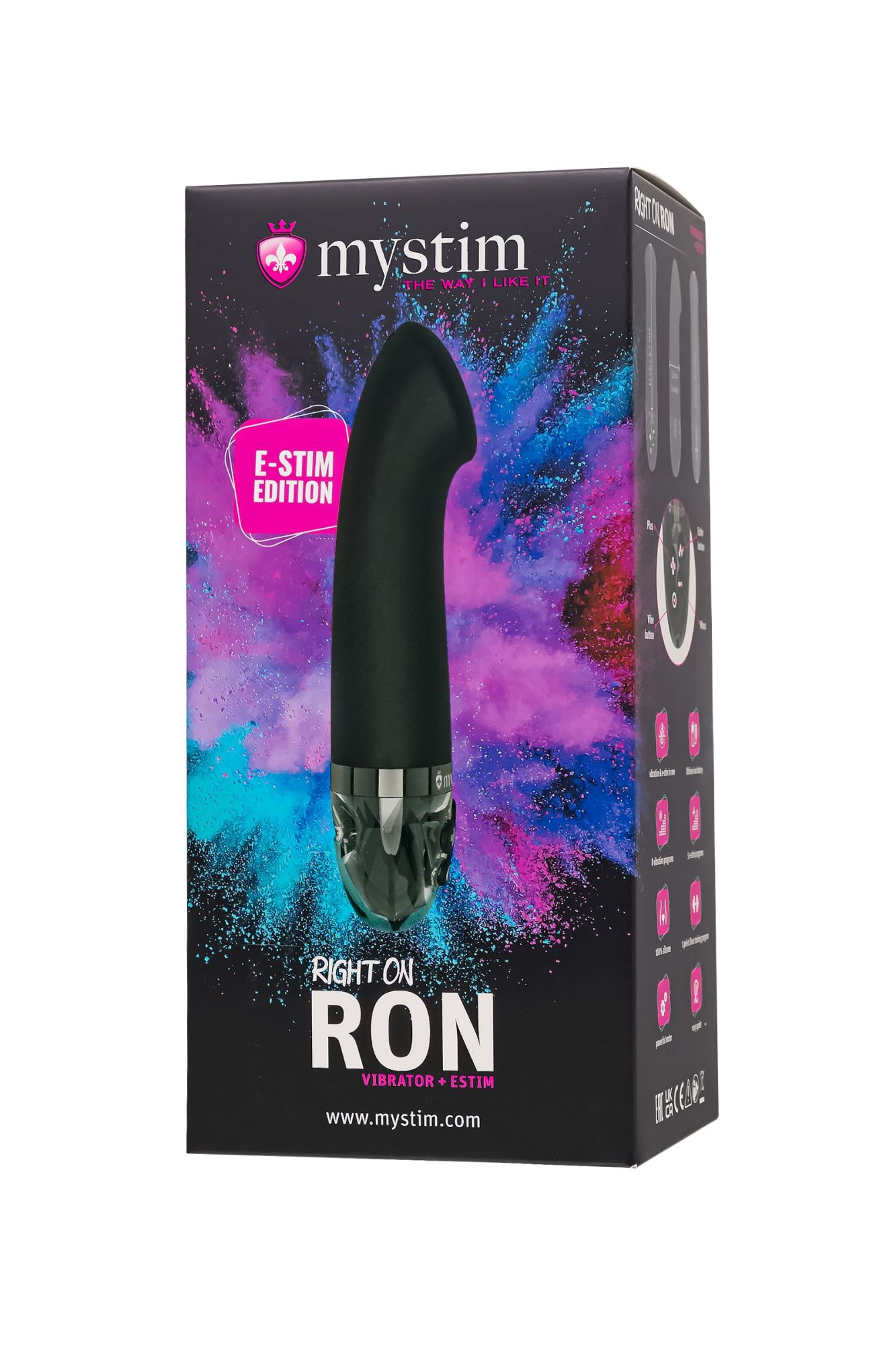 вибратор mystim right on ron с электростимуляцией,силикон, черный, 16,5 см в Сочи