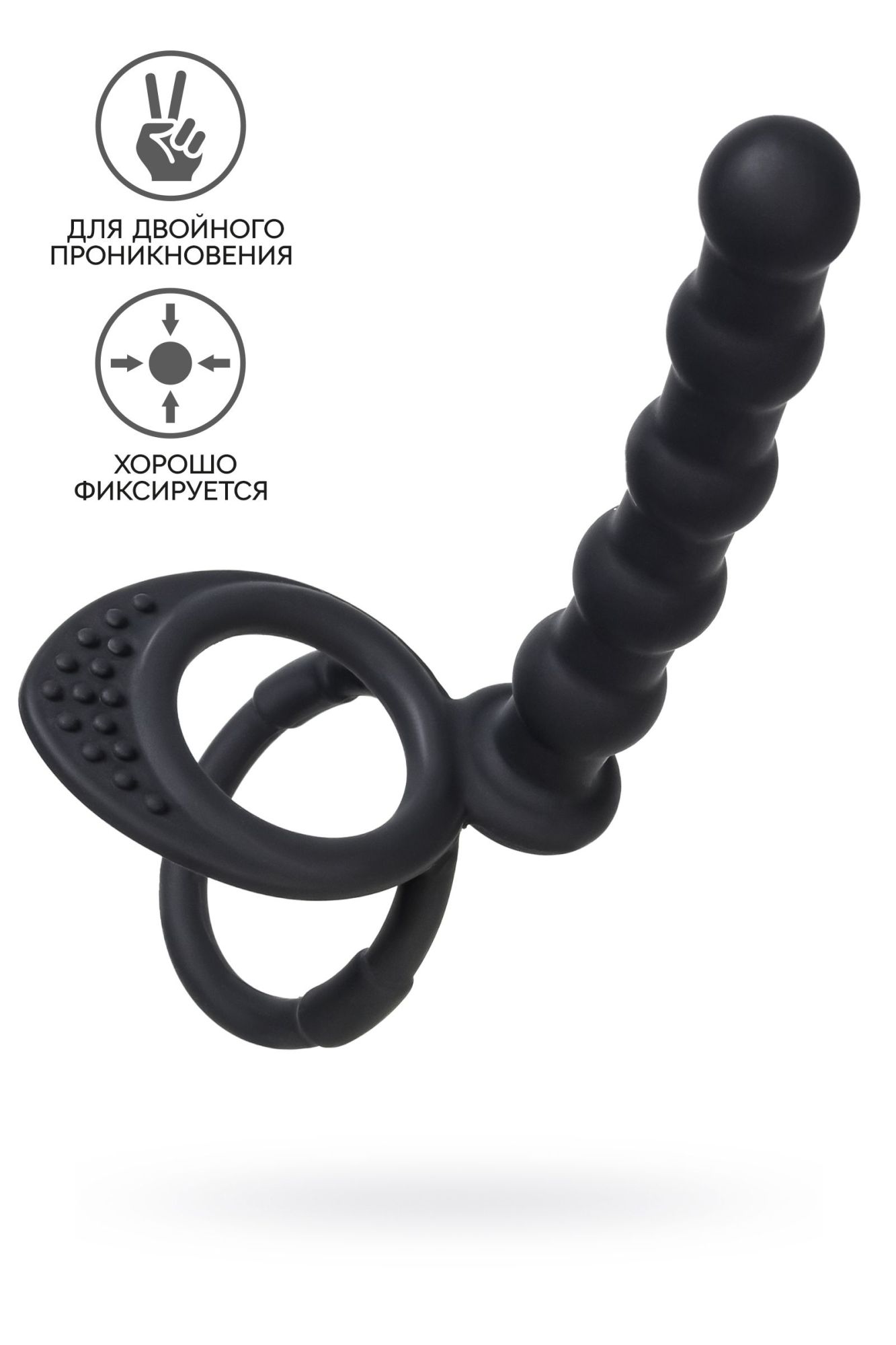 насадка на пенис для двойного проникновения black&red by toyfa, силикон, черная, 19,5 см в Сочи
