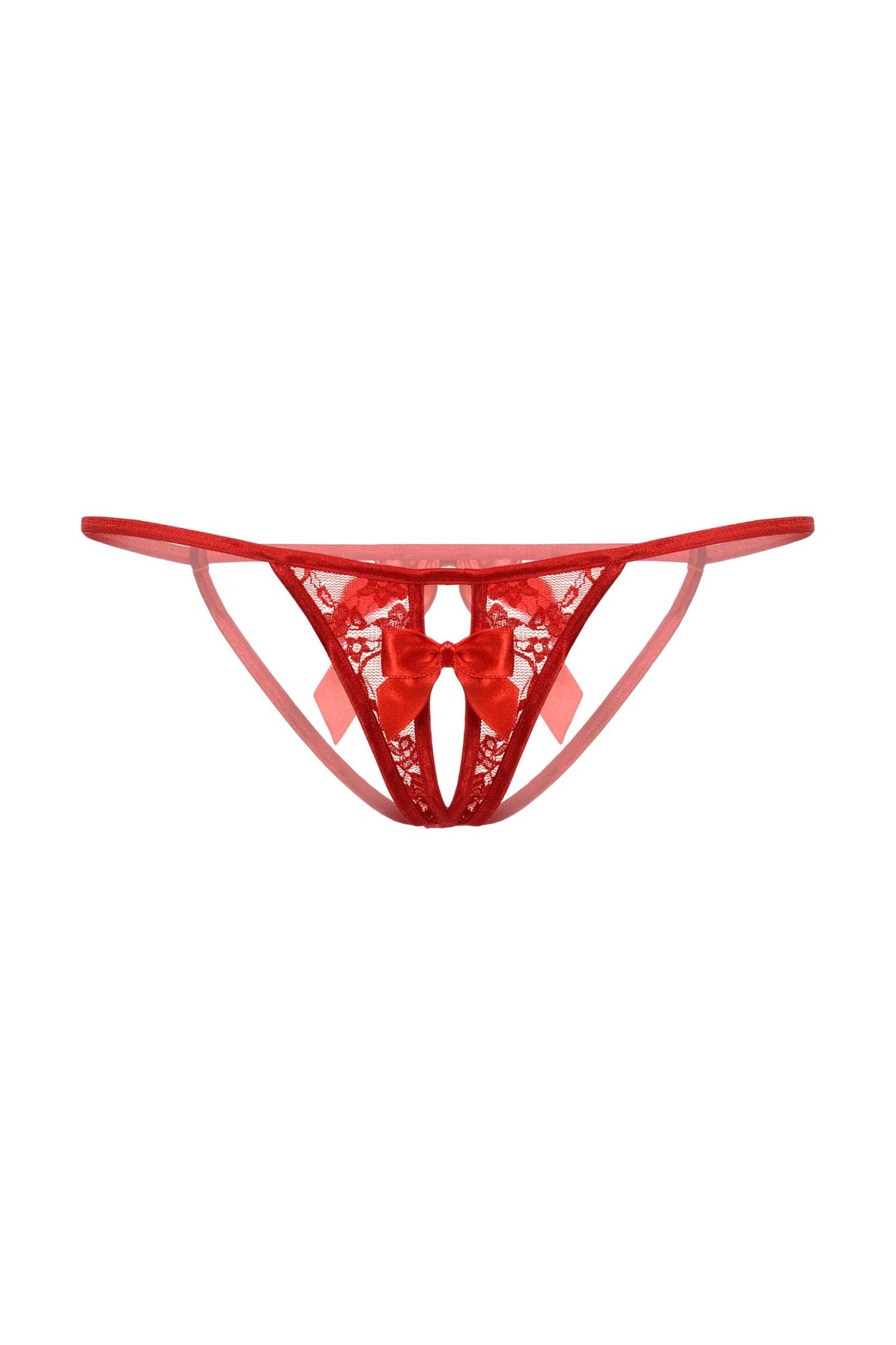 Эротическое стринги с бантиком открытые кружевные softline collection, красный, s/l в Сочи