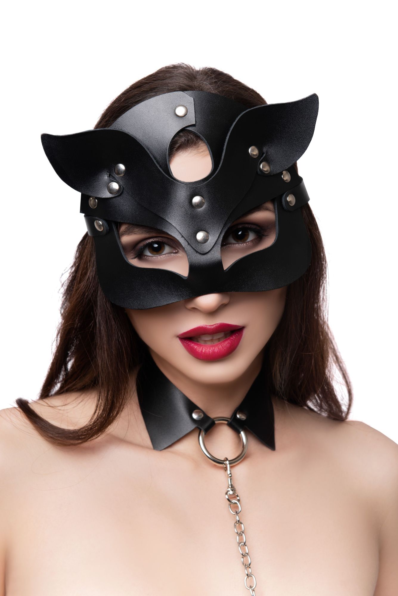 маска кошки pecado bdsm, рельефная, натуральная кожа, чёрная в Сочи