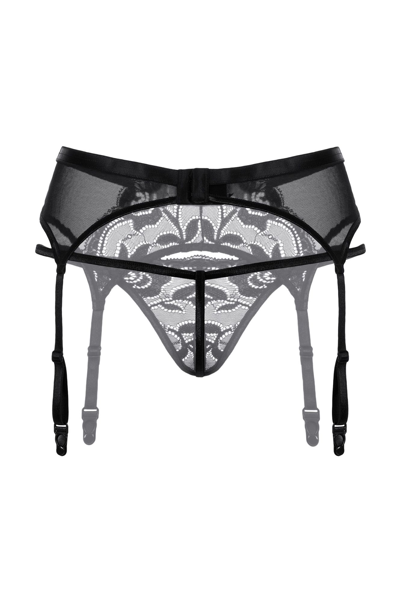 Эротическое пояс для чулок и стринги кружевные softline collection, черный, s/m в Сочи