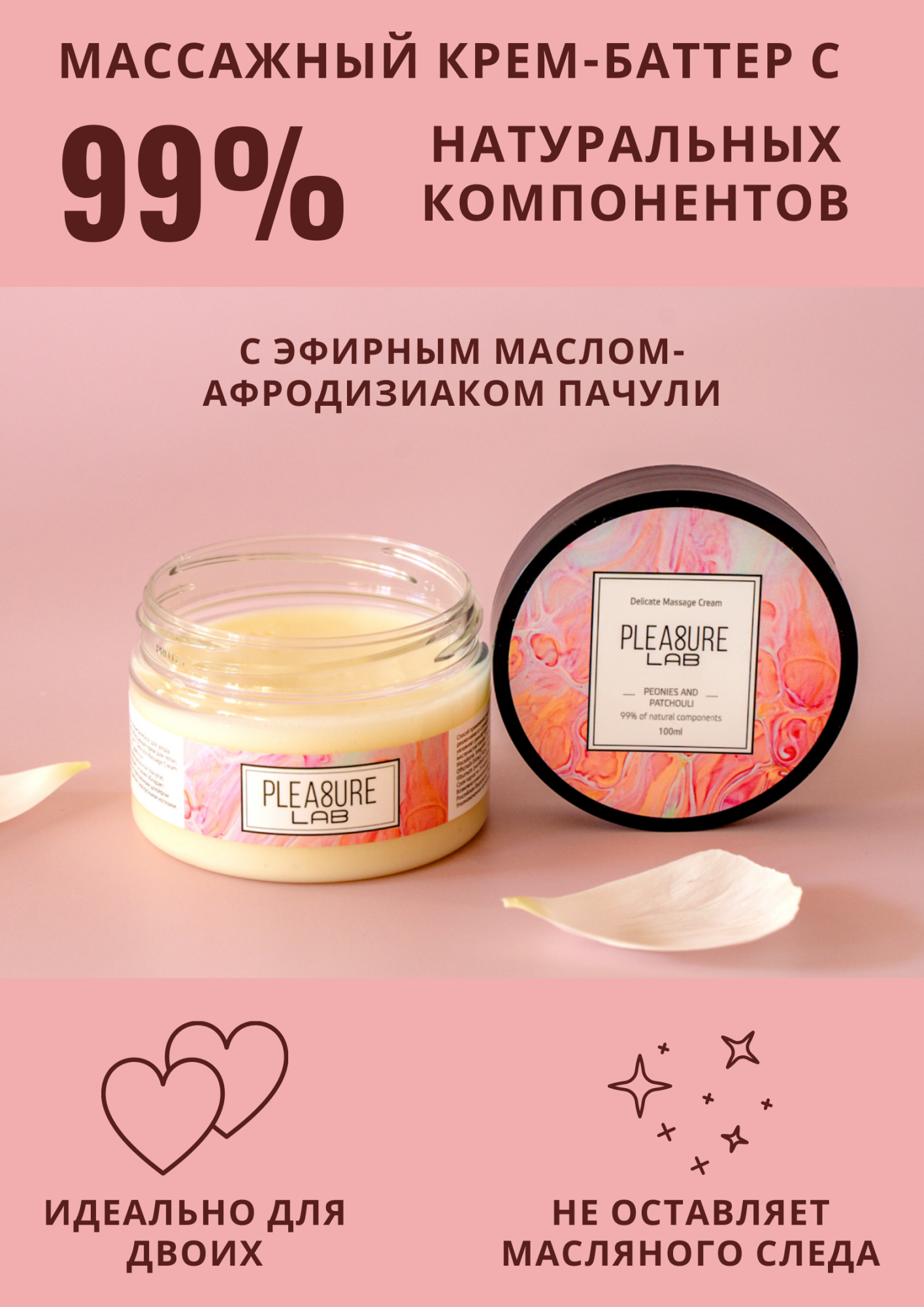 массажный крем pleasure lab delicate пионы и пачули 100 мл 1074-02lab в Сочи