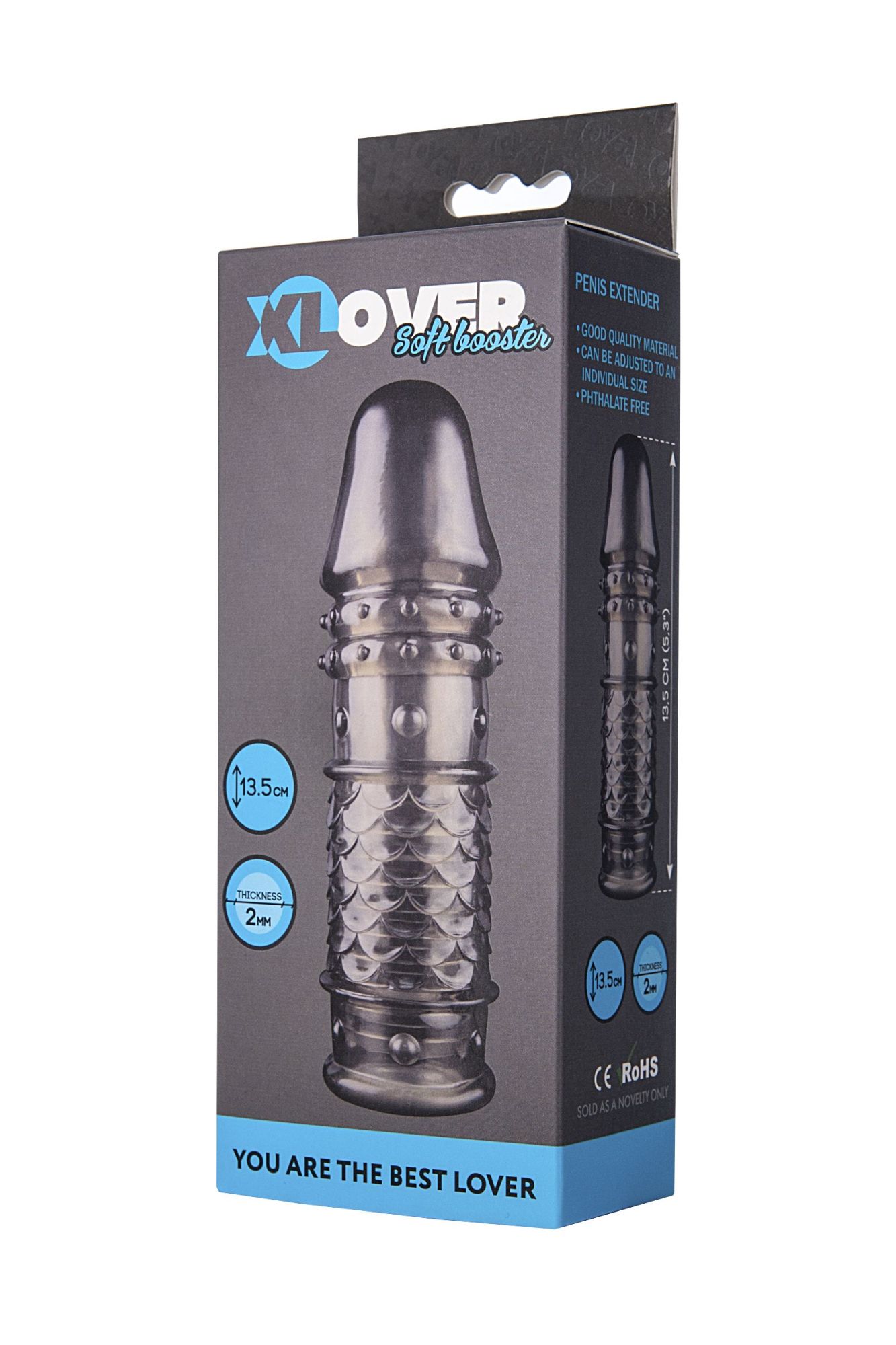 насадка toyfa xlover, для увеличения размера, tpe, черная прозрачная, 13,5 см в Сочи