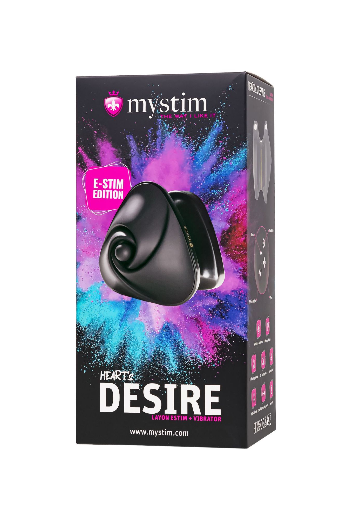 вибратор mystim heart ́s desire с электростимуляцией, силикон, черный, 6,7 см в Сочи