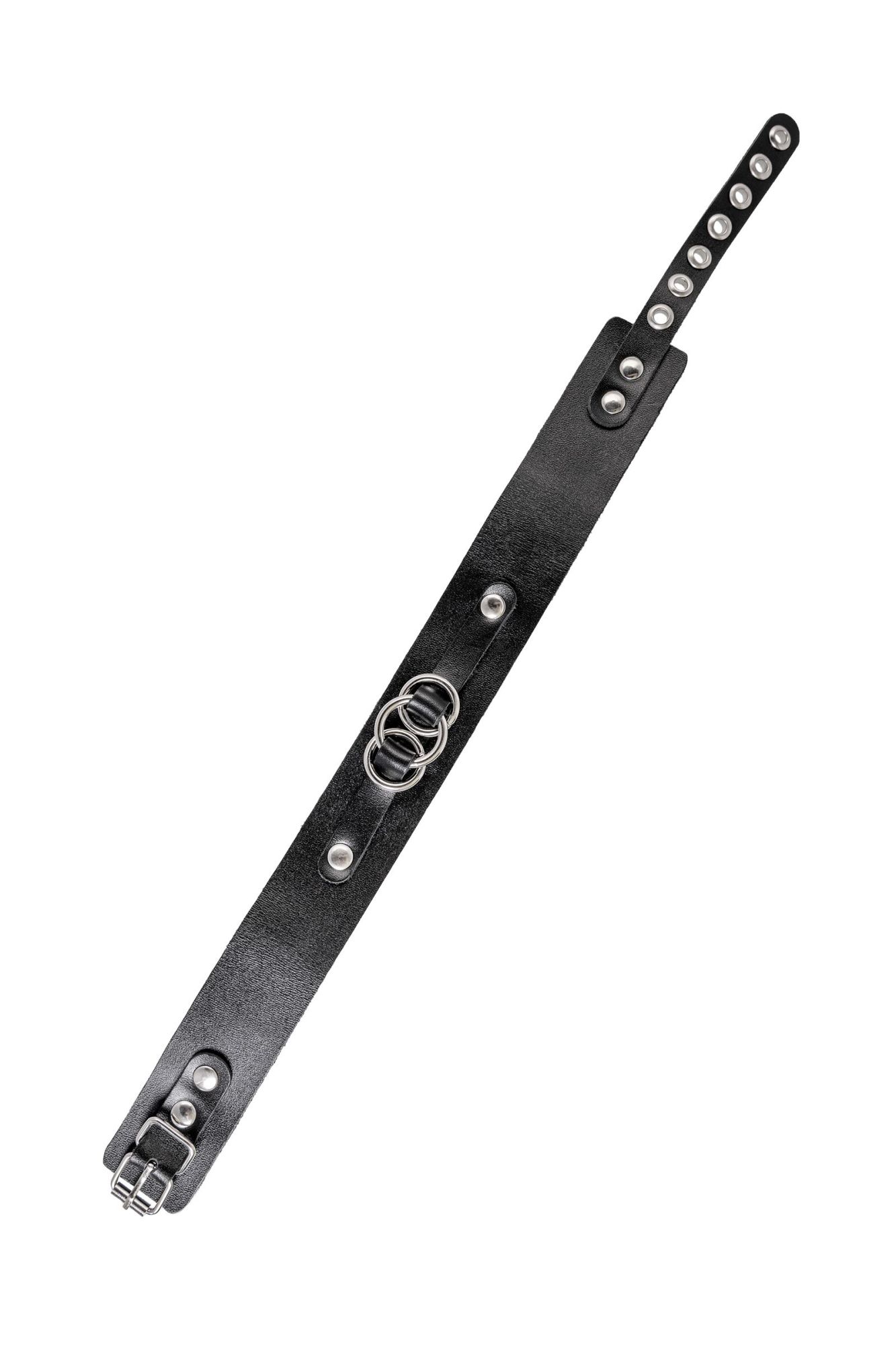 чокер-ошейник pecado bdsm, со связанными кольцами на подложке, натуральная кожа, чёрный в Сочи